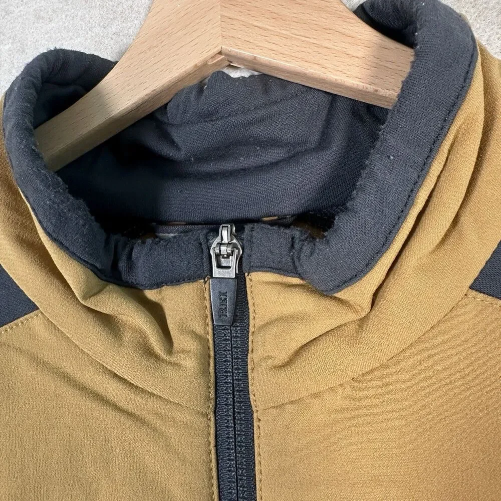 REI Full Zip Jacket Men’s Large Mustard Yellow Brown Grey Sweater Chest Pocket